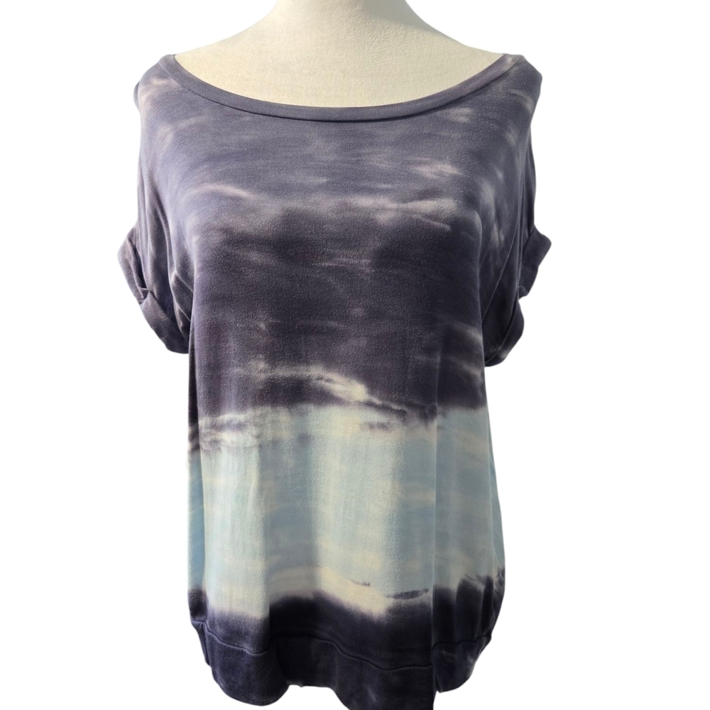Cable & Gauge Soft Blue Ombre Short Sleeve Tee Tye Dye Size Medium